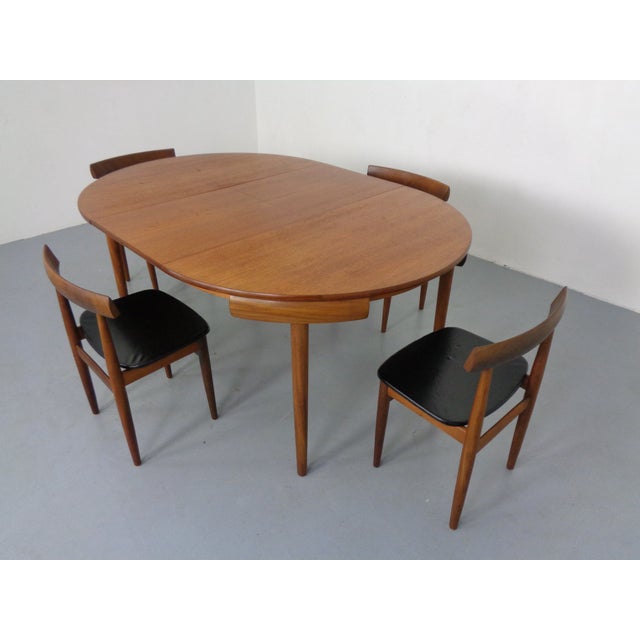 Wood Roundette Teak Table & Chairs from Hans Olsen, Denmark, 1950sm, Set of 5 For Sale - Image 7 of 18