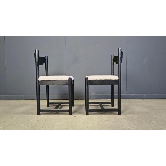 Vintage Black Wooden Dining Chairs, 1970s, Set of 6 For Sale - Image 4 of 15