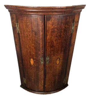 Georgian Oak Bow Front Corner Cabinet, 18th Century