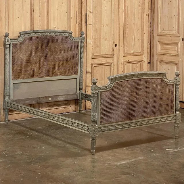 19th Century French Louis XVI Painted Bed With Caning For Sale - Image 13 of 13