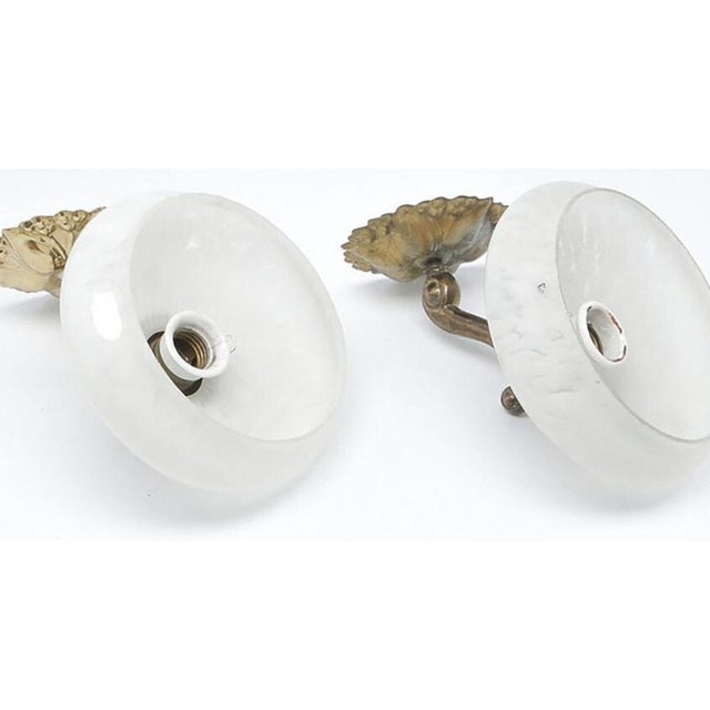 Vintage Brass and Glass Sconces, 1930s, Set of 2 For Sale - Image 3 of 6