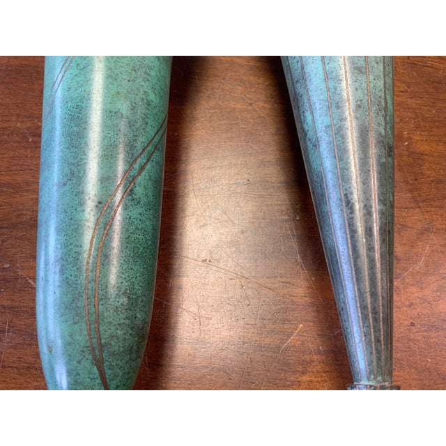20th Century Art Deco Copper Verdigris Vase Set For Sale In New York - Image 6 of 8