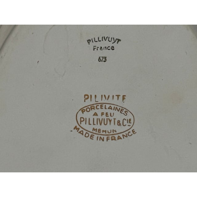 Ceramic Two Nesting Pillivuyt France Porcelain Bird Gratin Dishes Gold Trim Vintage For Sale - Image 7 of 9