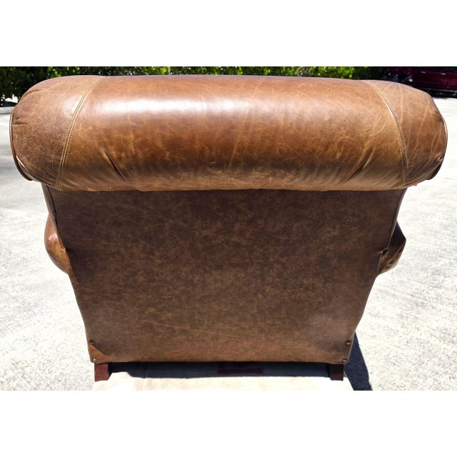 1980s Vintage Barcalounger Saddle Leather Recliner With Continuous Lumbar Support For Sale - Image 5 of 18