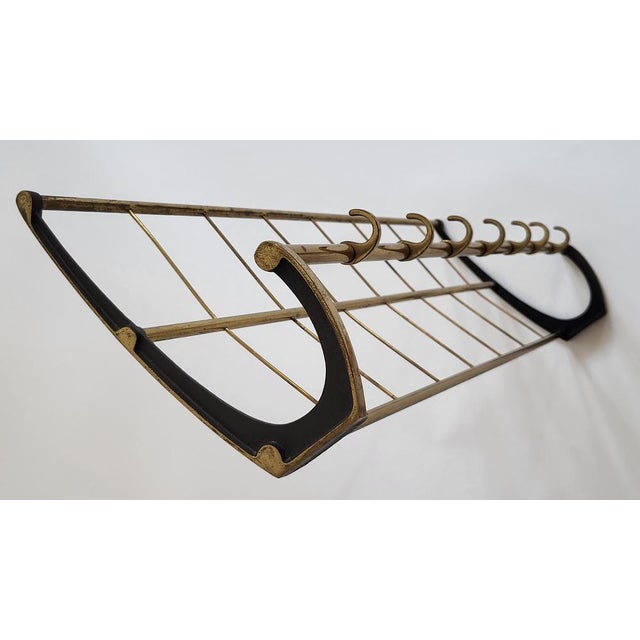 Mid-Century Modern Wall-Mounted Brass Coat Rack, Austria, 1950s For Sale - Image 4 of 13