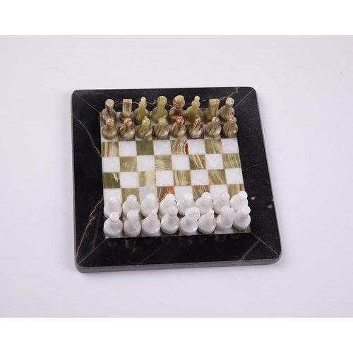 Marble Chess Game in Blue Velvet Box, 1900s For Sale - Image 12 of 14