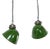 Green Enamelled Cast Top Pendant Lamps from GEC, 1940s, Set of 2 For Sale