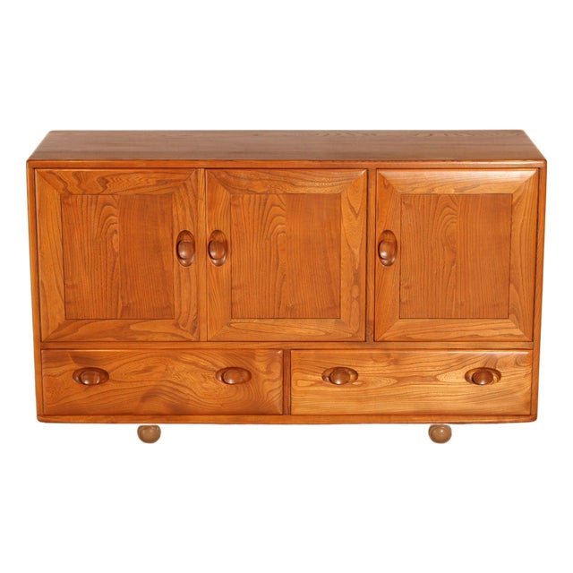 Mid-Century Modern Windsor Elm Sideboard on Casters from Ercol, 1960s For Sale