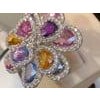 11 Ct Fine Multi Sapphire & 3 Ct Diamond Cocktail Flower Ring in 18 Kt Gold 6.5 For Sale - Image 16 of 18