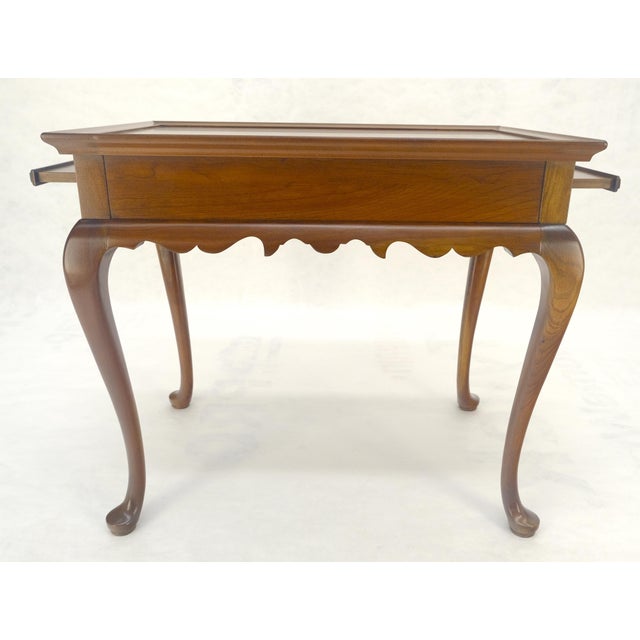 Queen Ann Solid Mahogany Pull Out Trays Gallery Top Side End Table MINT For Sale - Image 6 of 9