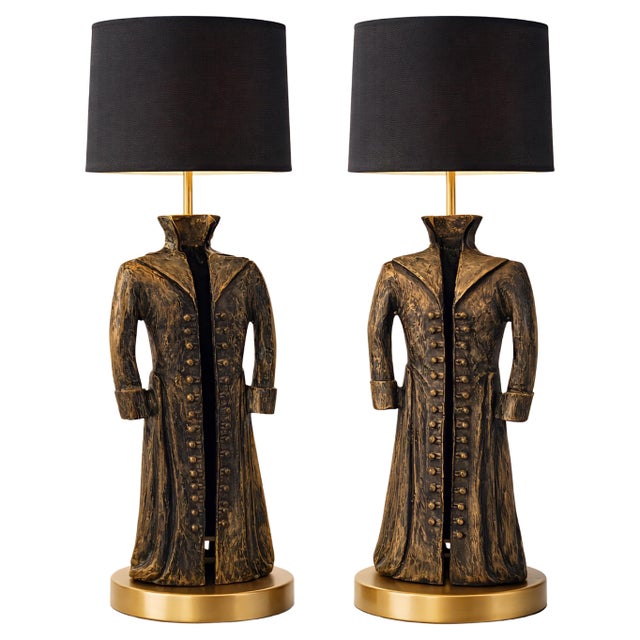 Bronze Coat Table Lamps with Brass Bases from Justfurnituress SRL, Set of 2 For Sale - Image 15 of 15