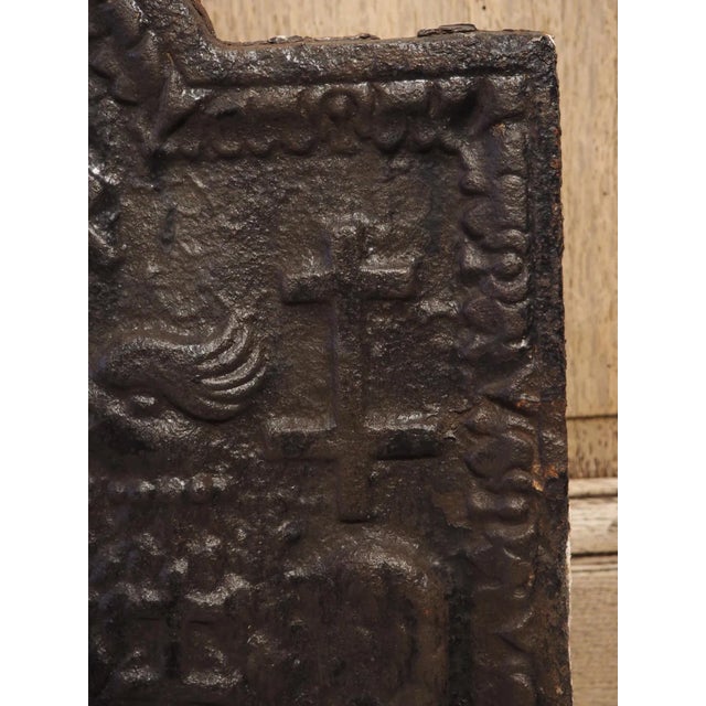 Black Early 1800s Heraldic Cast Iron Fireback From France For Sale - Image 8 of 12