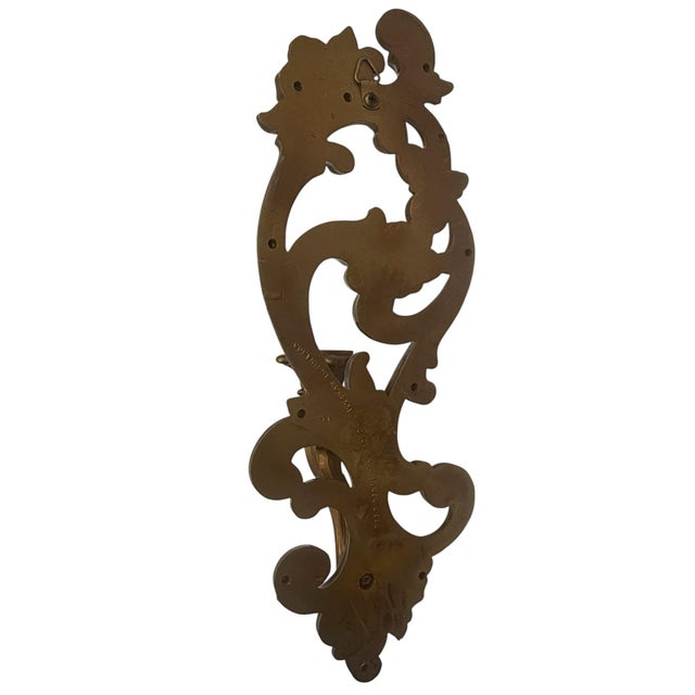 Hollywood Regency 1971 Homco Hollywood Regency Gold Floral Wall Candle Sconce For Sale - Image 3 of 10