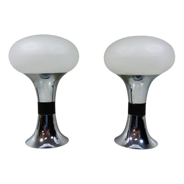 Large Space Age Glass Table Lamps, 1960s, Set of 2 For Sale
