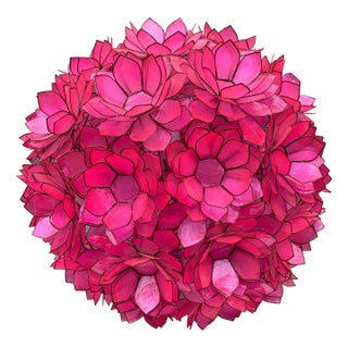 Worlds Away Pink Capiz Shell Chandelier – Venus Lotus Pendant, Coastal Glam Lighting For Sale