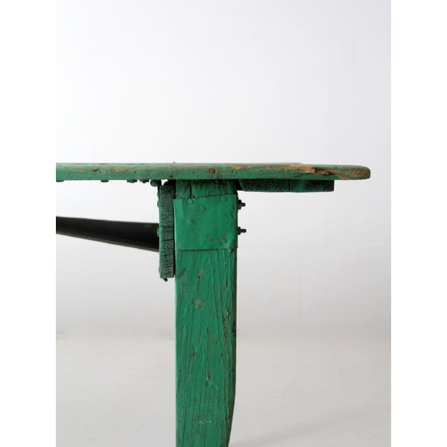 Antique Green Wooden Folding Table 8 Ft For Sale - Image 16 of 18