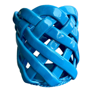 Vintage Blue Primo' Gi Cermaic Woven Basket