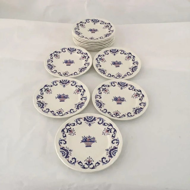 1950s Vintage Hand Painted French Bread Plates - Set of 12 For Sale - Image 5 of 5