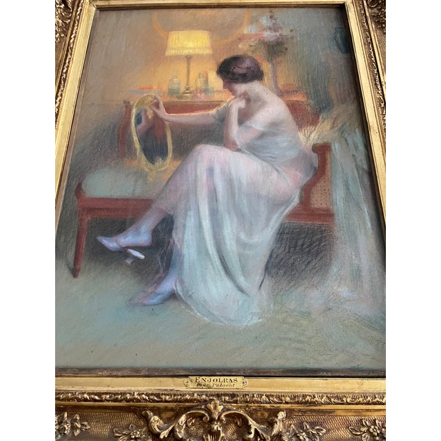 For sale is a vintage oil painting on canvas titled “Pour l’Absent,” purchased in Paris in the 1960s. This elegant artwork...