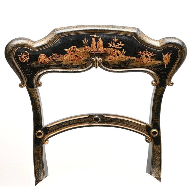 Textile Antique Victorian Lacquered Chinoiserie Side Chairs, 1870, Set of 2 For Sale - Image 7 of 11