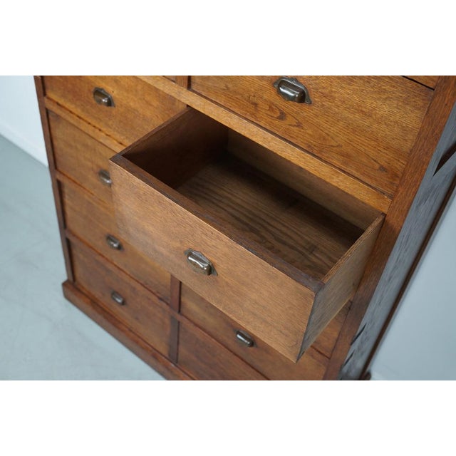 Brown Antique French Oak Filing Cabinet, 1920s For Sale - Image 8 of 18