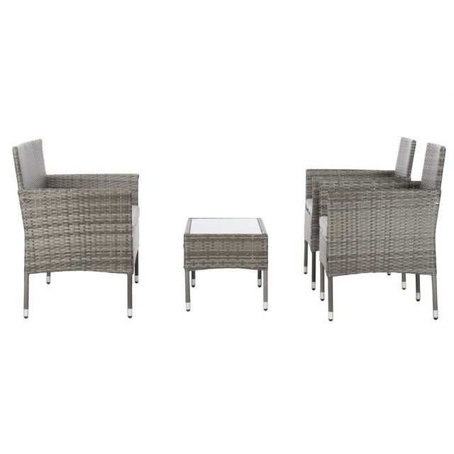 Wood Abdul 4-Piece Living Set, Grey/Grey Cushion For Sale - Image 7 of 8