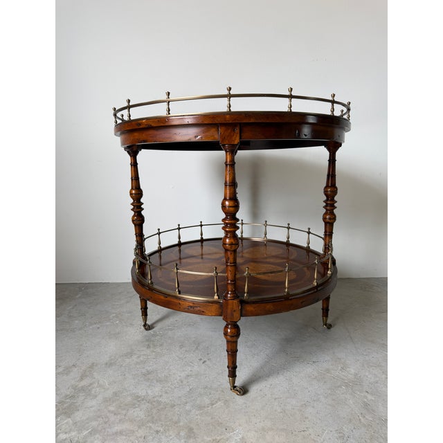 Vintage Theodore Alexander Regency Style Two Tier Accent Table With Brass For Sale - Image 4 of 12