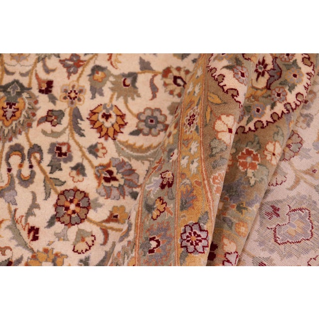 Textile Floral Pak-Persian Beige/Tan Wool Rug - 9'1'' X 12'0'' For Sale - Image 7 of 9