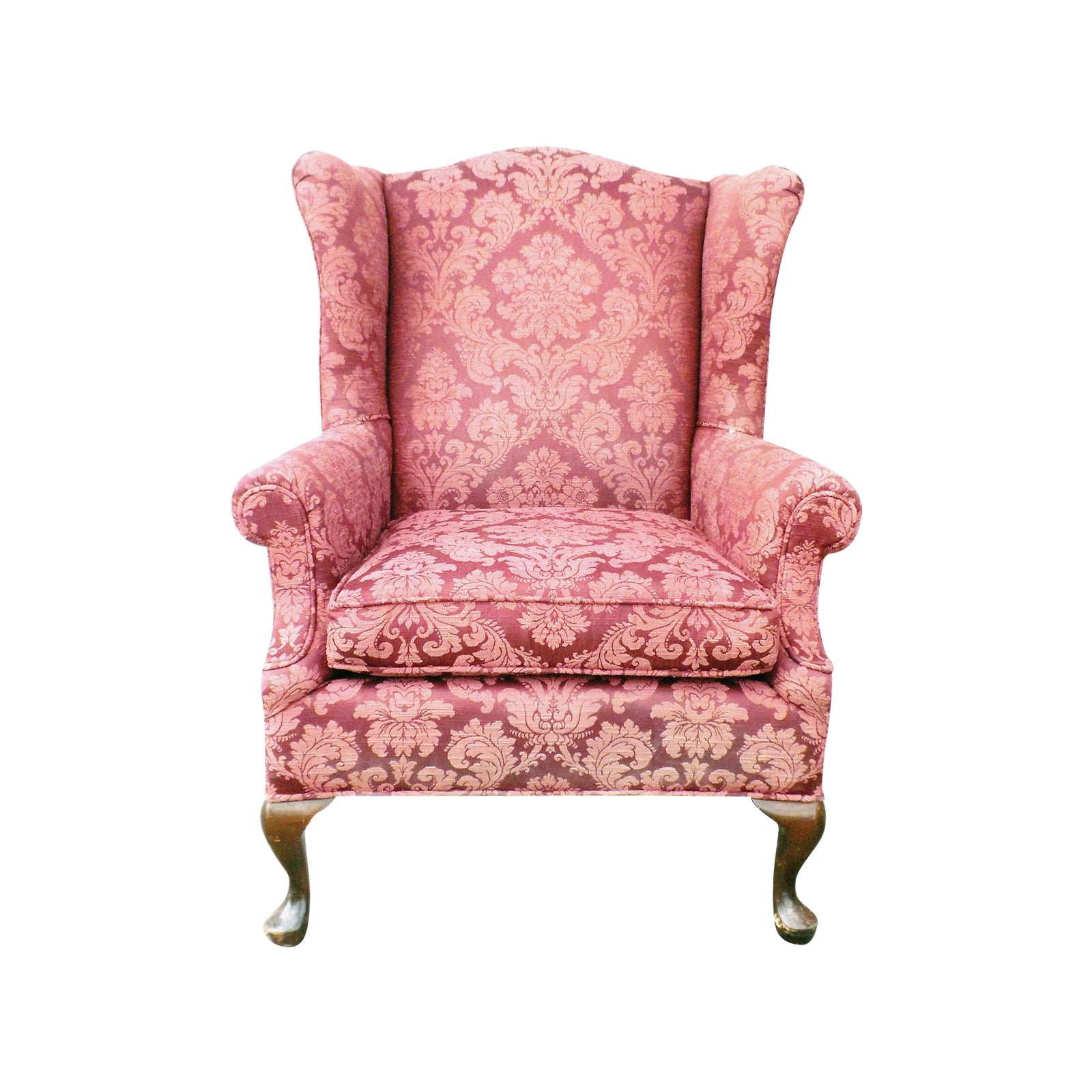 Hollywood Regency Damask Brocade Wingback Chair Chairish