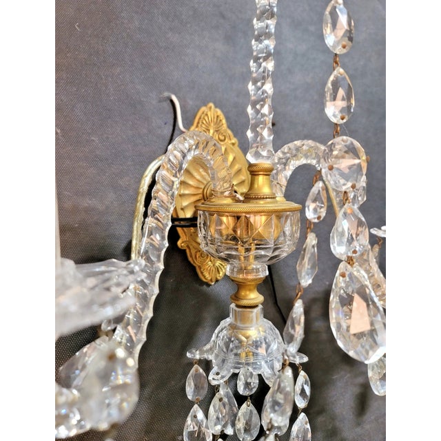 Late 18th Century 18thc British George III Museum Quality Cut Glass / Ormolu Wall Sconces - Set of 3 For Sale - Image 5 of 18