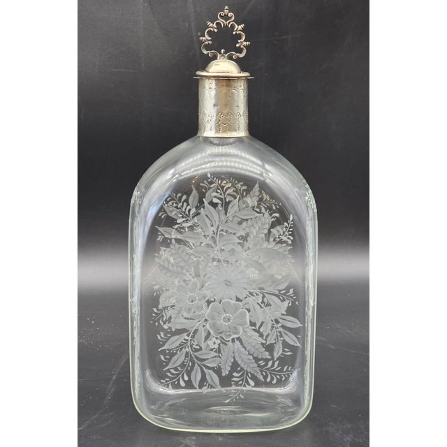Late 19th Century Engraved Glass Liqueur Bottle with 800 Silver Stopper, Venice For Sale - Image 11 of 11