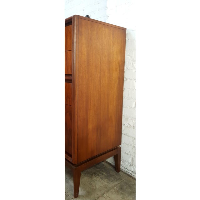 Brown Elegant Restored Original Mid Century Modern Tall Dresser Highboy United Furnituire For Sale - Image 8 of 12