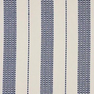 Schumacher Lubeck Stripe Fabric in Navy For Sale