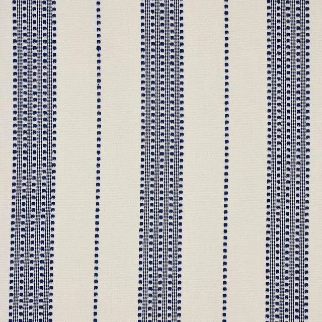 Schumacher Lubeck Stripe Fabric in Navy For Sale