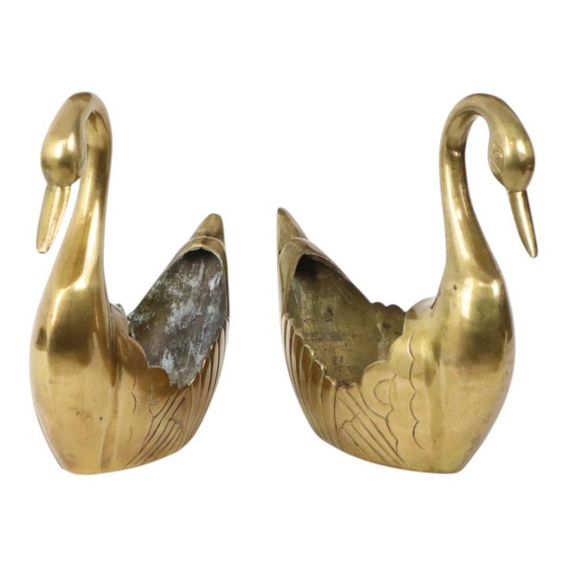 Vintage Swan Planters in Brass, Set of 2 For Sale - Image 10 of 15