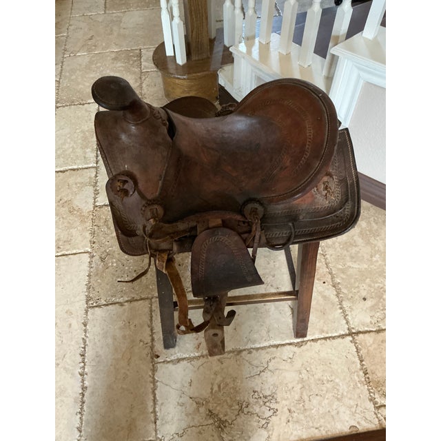 Vintage Western Collector's Leather Saddle For Sale - Image 10 of 11