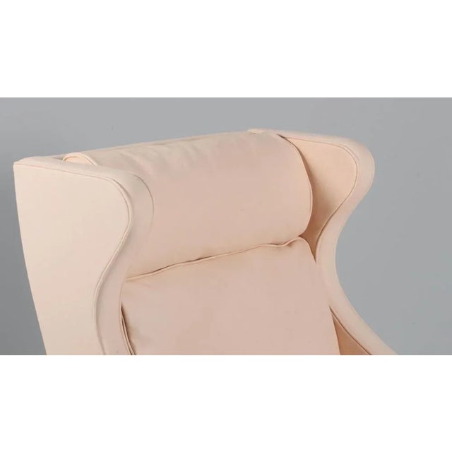 Beige Set of Natural Leather Wingback Chair and Ottoman by Børge Mogensen for Fredericia For Sale - Image 8 of 13