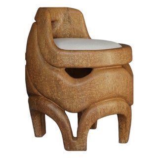 Hand-Carved Palm Wood Side Chair, 1970s For Sale