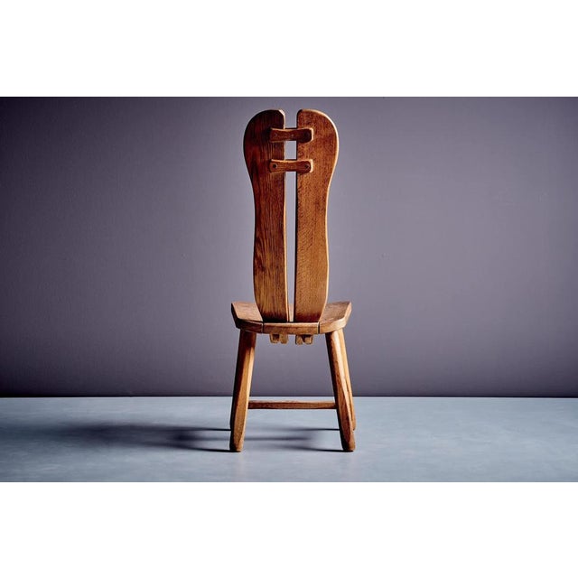 Brutalist Oak Dining Table and Chairs, 1970s, Set of 6 For Sale - Image 13 of 18