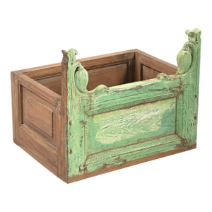 Indian Painted Teakwood Planter Constructed From Antique Elements and Reclaimed Wood