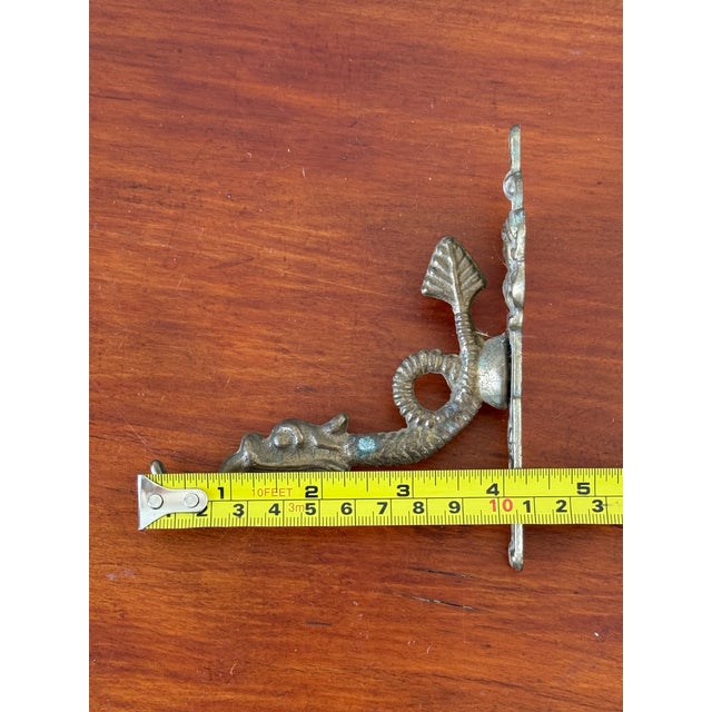 Brass Vintage Ornate Sea Monster/ Dragon Brass Wall Hook For Sale - Image 8 of 10