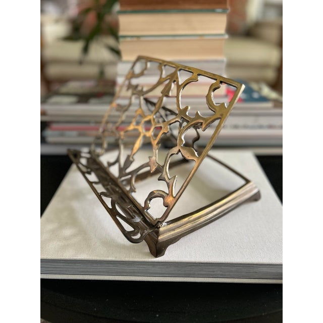 Metal Vintage Ornate Brass Folding Book Stand For Sale - Image 7 of 12
