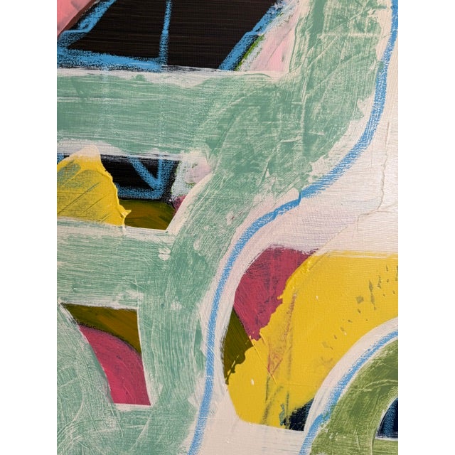2020s Large 36x48 Contemporary Abstract Acrylic Painting on Canvas – Mint & Pastel Expressions For Sale - Image 5 of 10