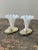 Vintage Opalescent Blown Glass Cornucopia-Style Trumpet Vessels on Mirrored Cut Glass Bases, a Pair, Circa 1930s For Sale In New York - Image 6 of 12