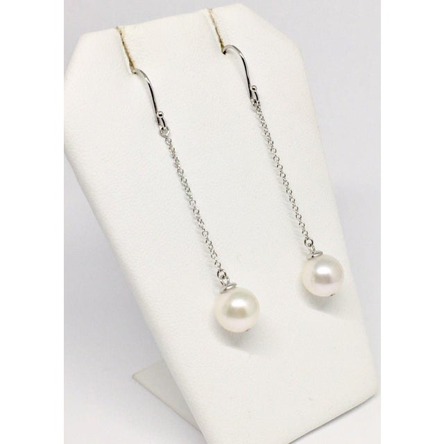 Metal Akoya Pearl Drop Earrings14 Karat Gold Women Certified For Sale - Image 7 of 9