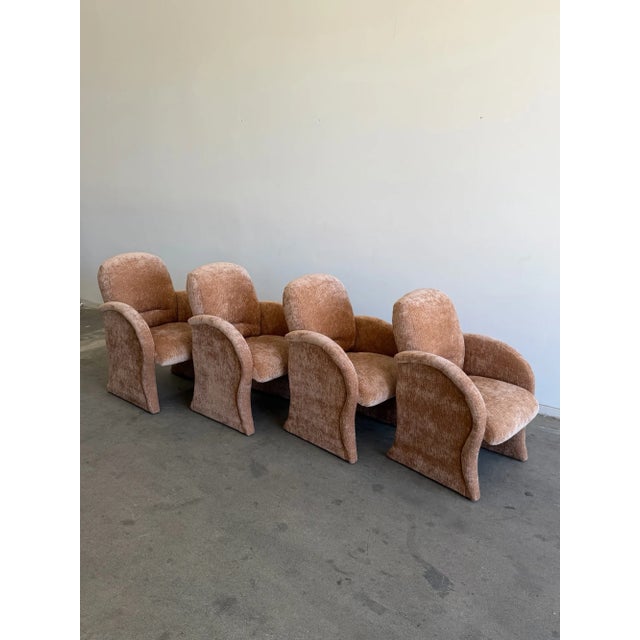Vintage Curved Velvet Arm Dining Chairs - Set of Four For Sale - Image 10 of 18