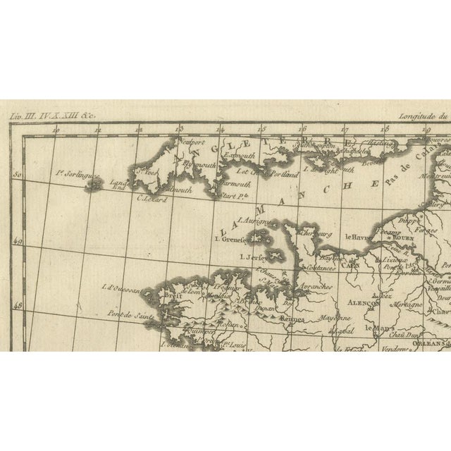 Antique France at the Age of Enlightenment Map by Rigobert Bonne, 1780 For Sale - Image 10 of 11