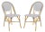 Indoor-Outdoor French Bistro Rattan Stacking Side Chair in Grey & White & Light Brown - a Pair For Sale - Image 10 of 10
