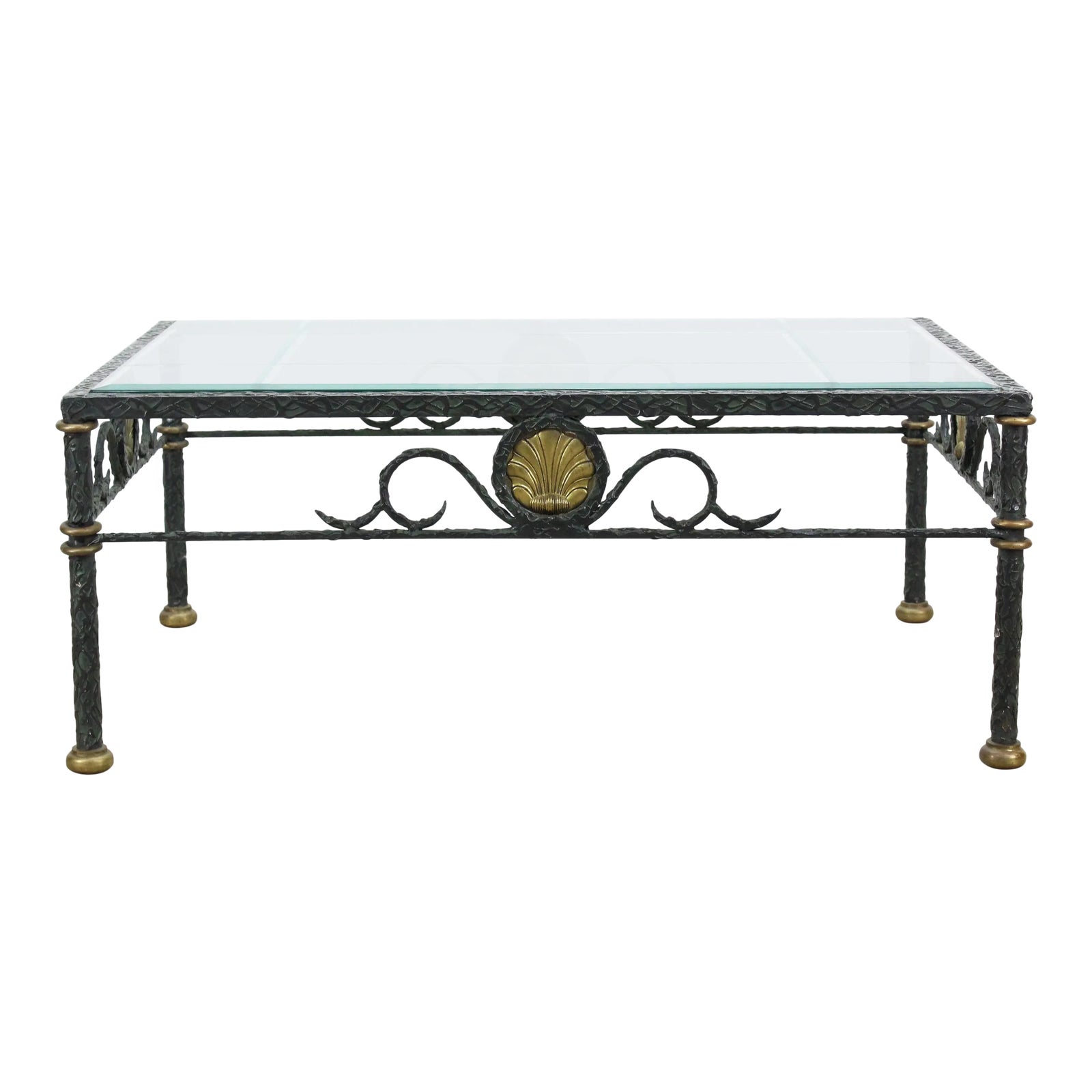 Mid Century Brass & Metal Coffee Table | Chairish