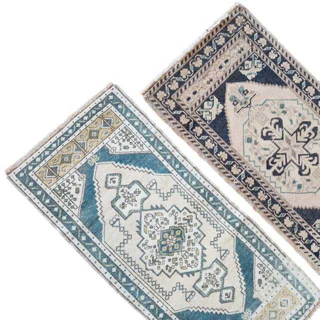 1970s 1970s Oushak Wool Small Hand-Knotted Turkish Rug - a Pair For Sale - Image 5 of 9